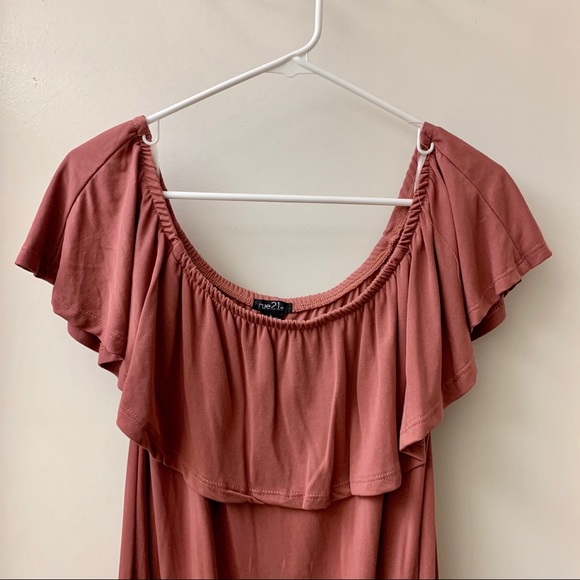 Rue 21 mauve colored dress with ruffled neckline - Picture 2 of 4